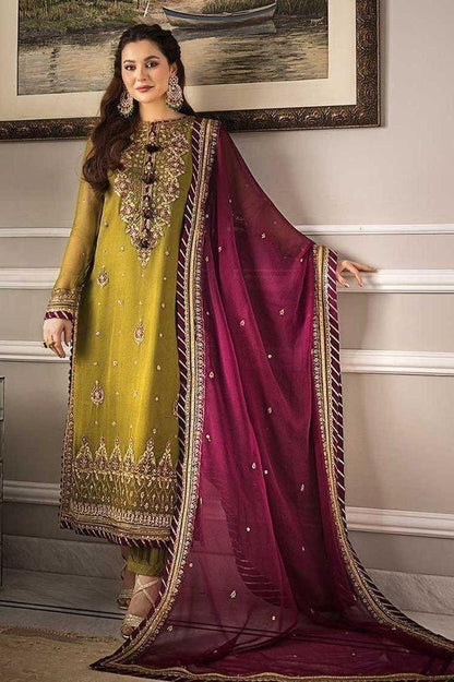 3 Pcs Women's Unstitched Chiffon Embroidered Suit